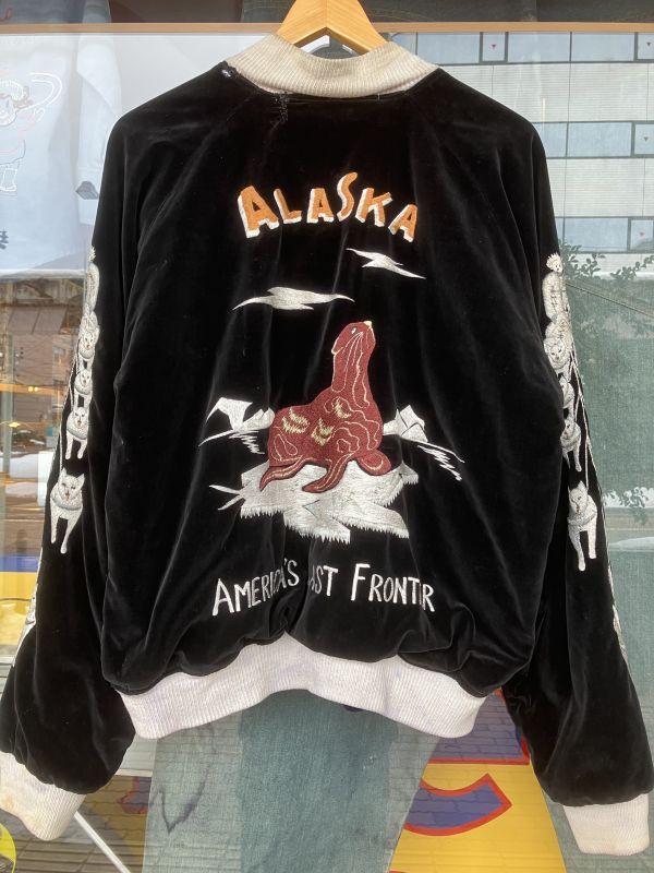 1950'S ALASKA EMBROIDERED JAPANESE SOUVENIR JACKET SIZE/XL/ 別珍
