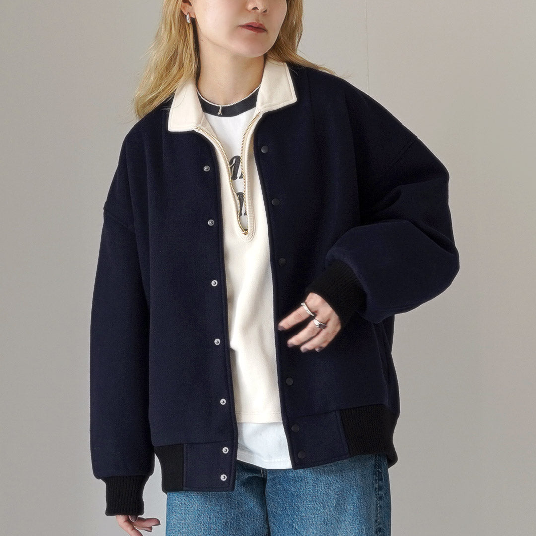 KHA:KI（カーキ） カラーレス バーシティージャケット / レディース