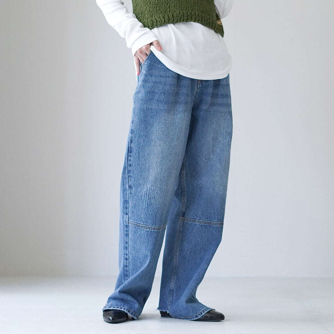 YENN（イェン） ハイライズ タック ワイド デニムパンツ / レディース