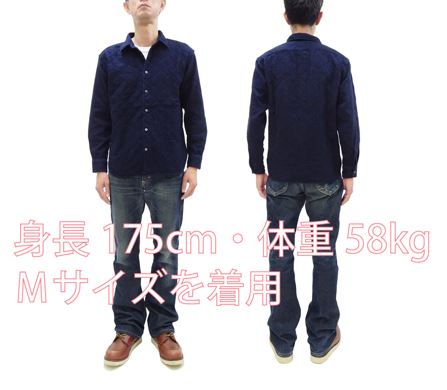 Momotaro Jeans Indigo Sashiko Shirt Men's Casual Japanese Style