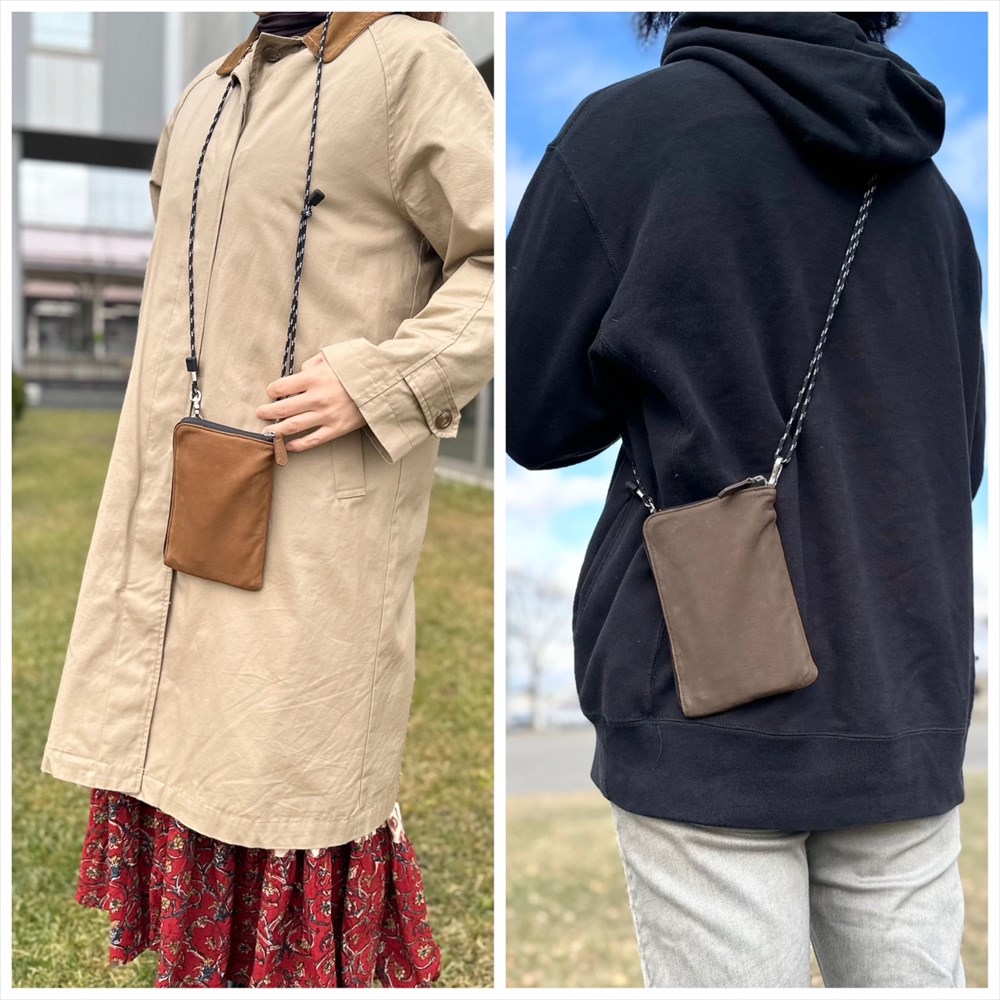 天然エゾ鹿革のスマホショルダーポーチ - ROKUBO( ロクボー ) 北海道