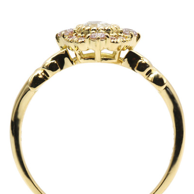 限定1本 K18YG ピンクダイヤモンド ローズカットダイヤモンド リング