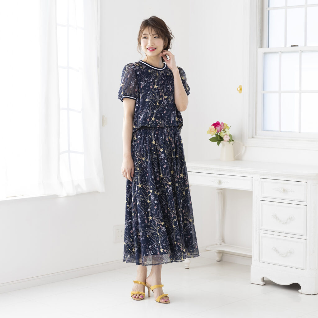 新作】チュール刺繍フレアスカート | Rose Tiara【ローズティアラ】