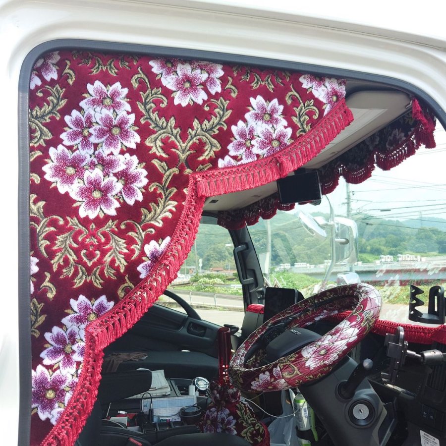 金華山 三角型サイドカーテン みやび桜 Lサイズ / トラック用品貨物堂