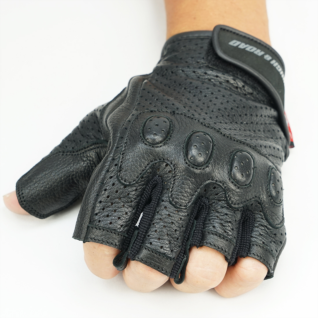 RR8361 パンチングレザーハーフフィンガーグローブDS | ラフ＆ロード