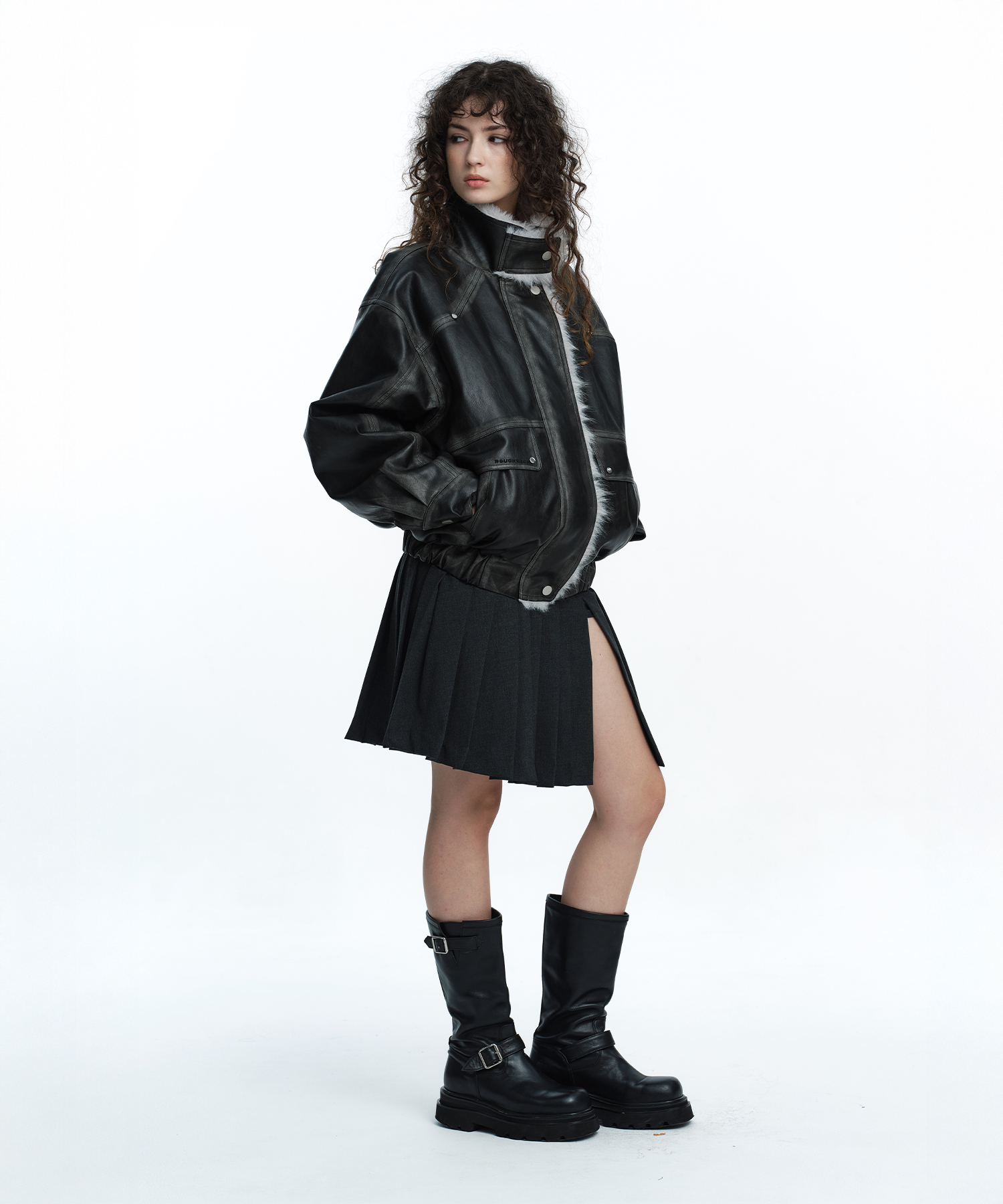 MUSINSA | ROUGHNECK Washed leather mustang jacket gray