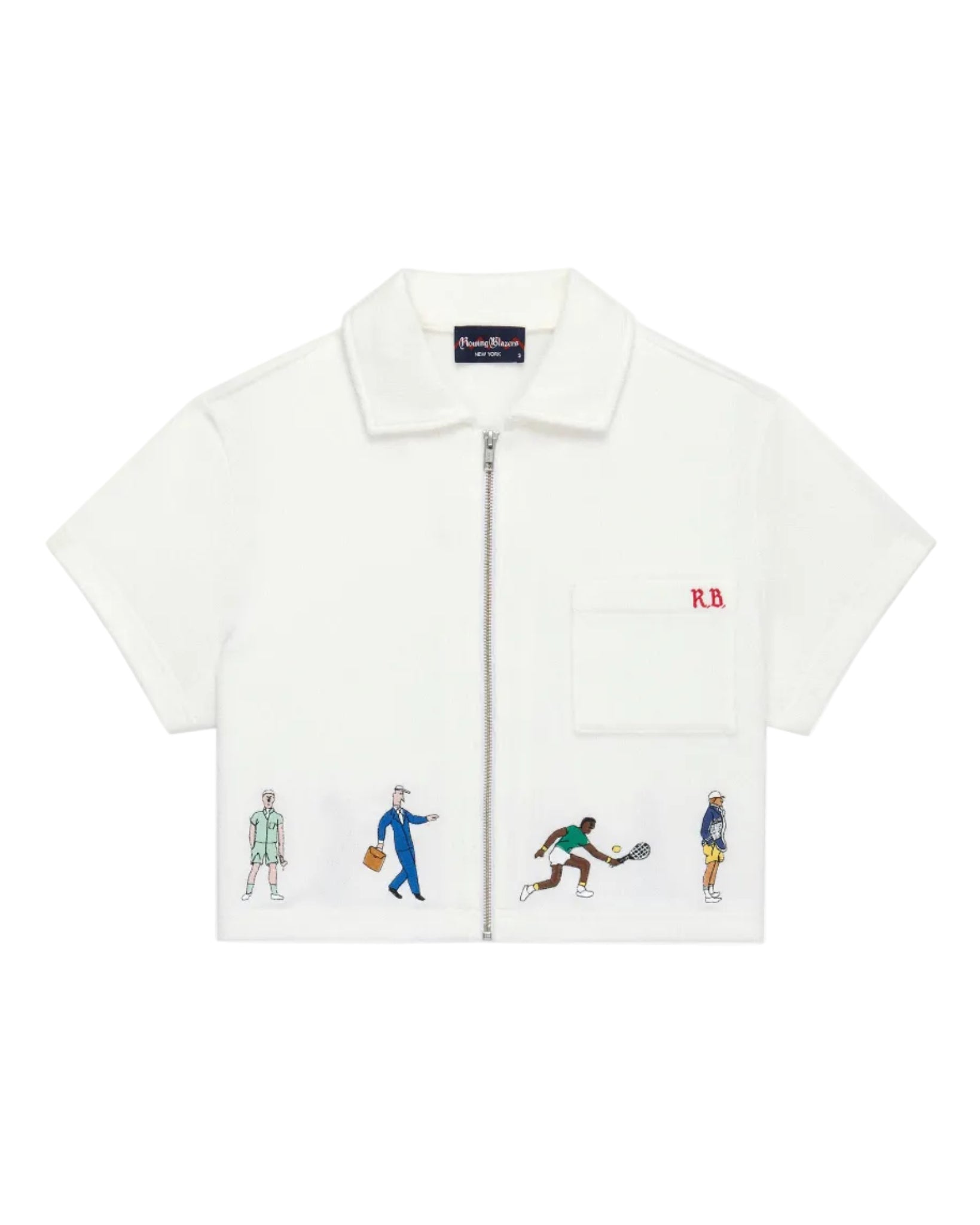 Women's Cropped Terry Zip Up Polo White – Rowing Blazers