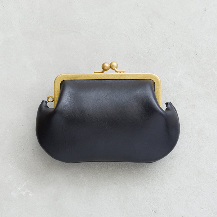 N25 レザーがま口ウォレット（ブラック・中）