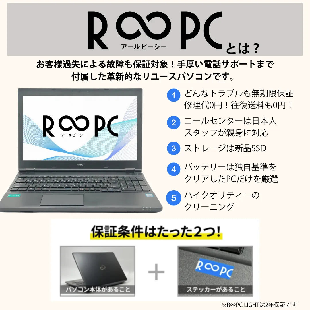 おまかせ機種】 R∞PC Core i5 第8世代 / メモリ16GB / 新品SSD480GB
