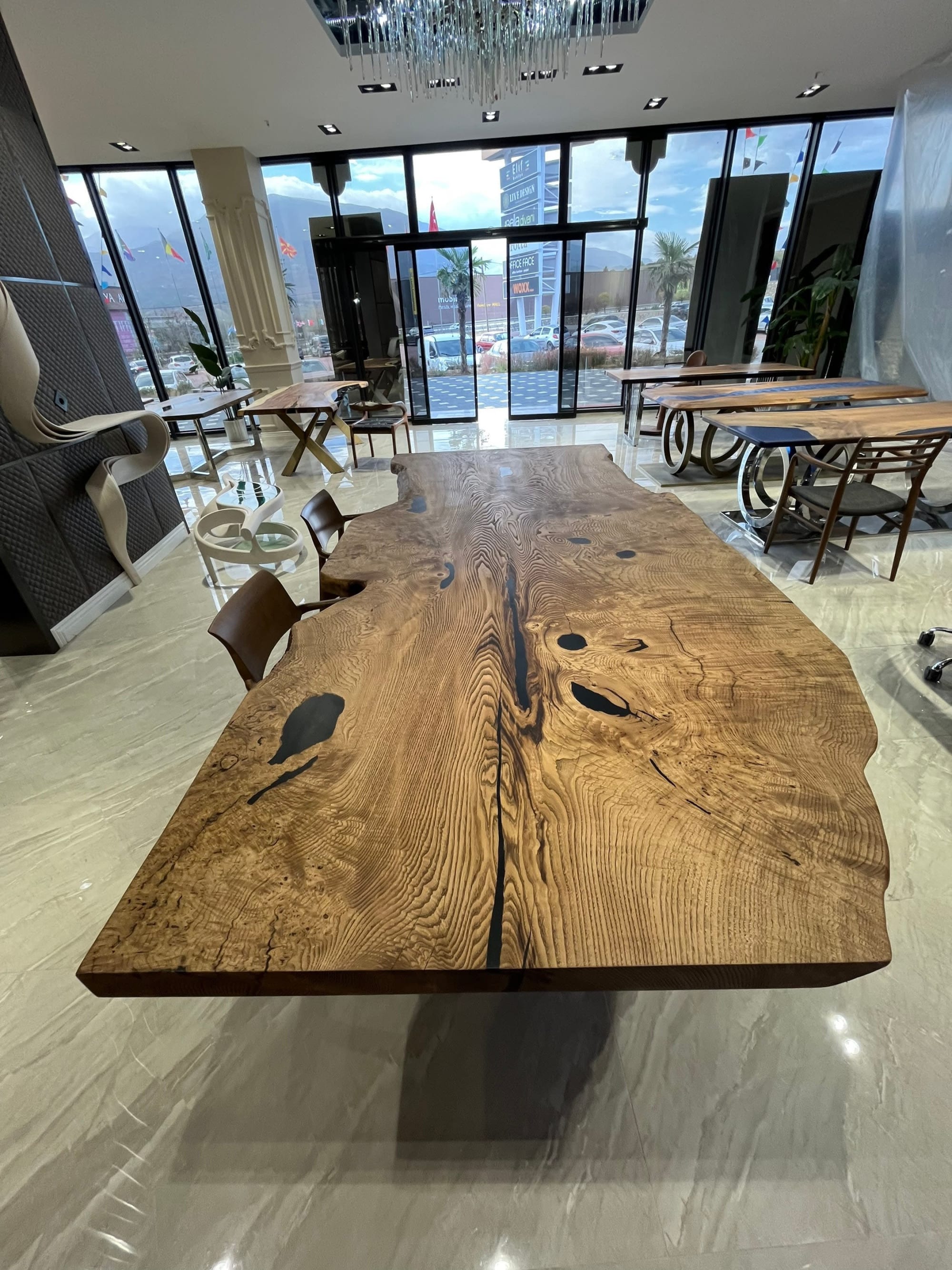 One Piece Chesnut Table - Live Edge Conference Table by Tinella