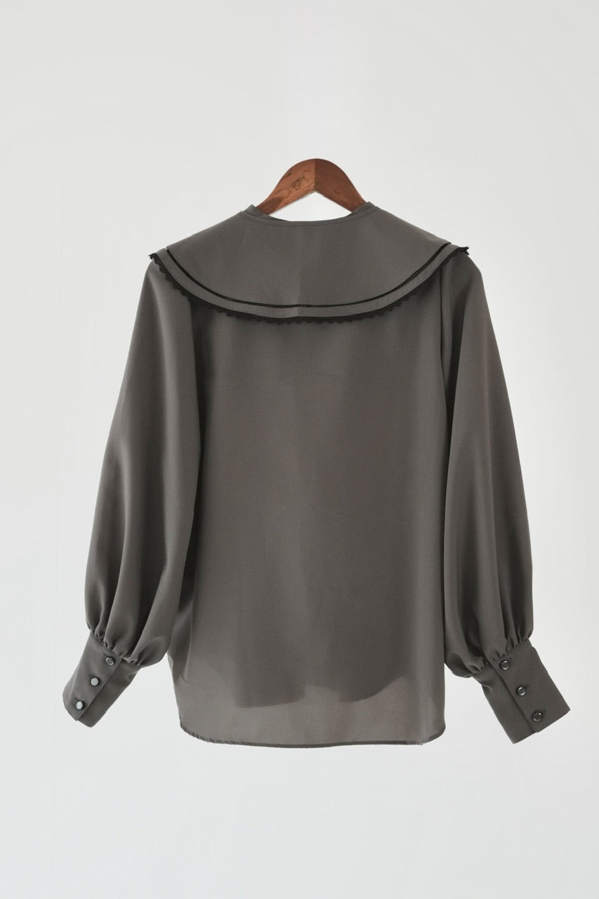falling collar high neck blouse