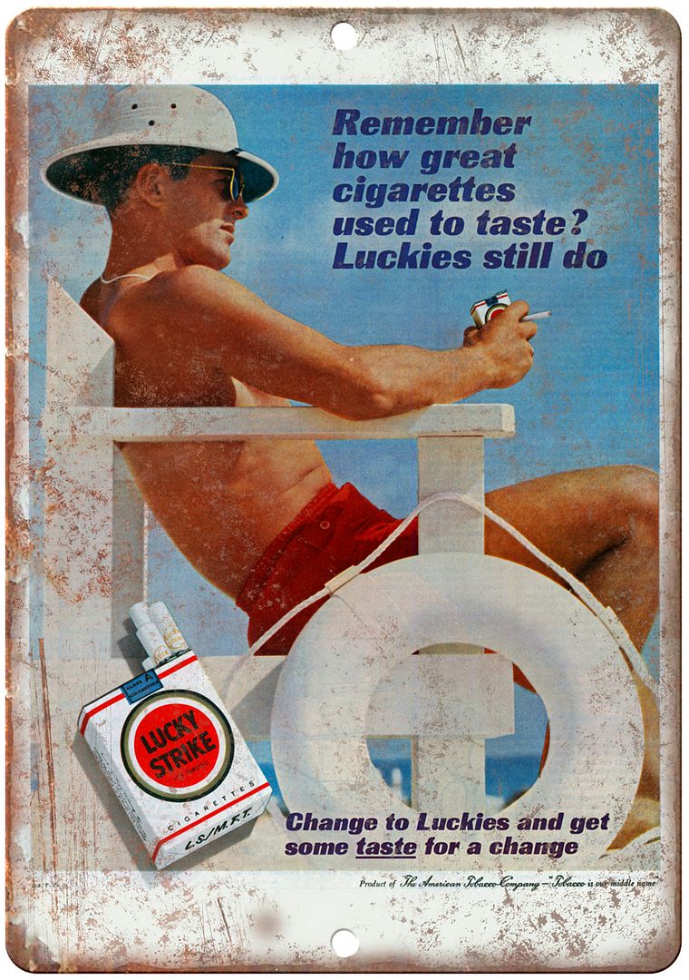 Lucky Strike Vintage Cigarette Tobacco Ad Metal Sign | Rusty Walls