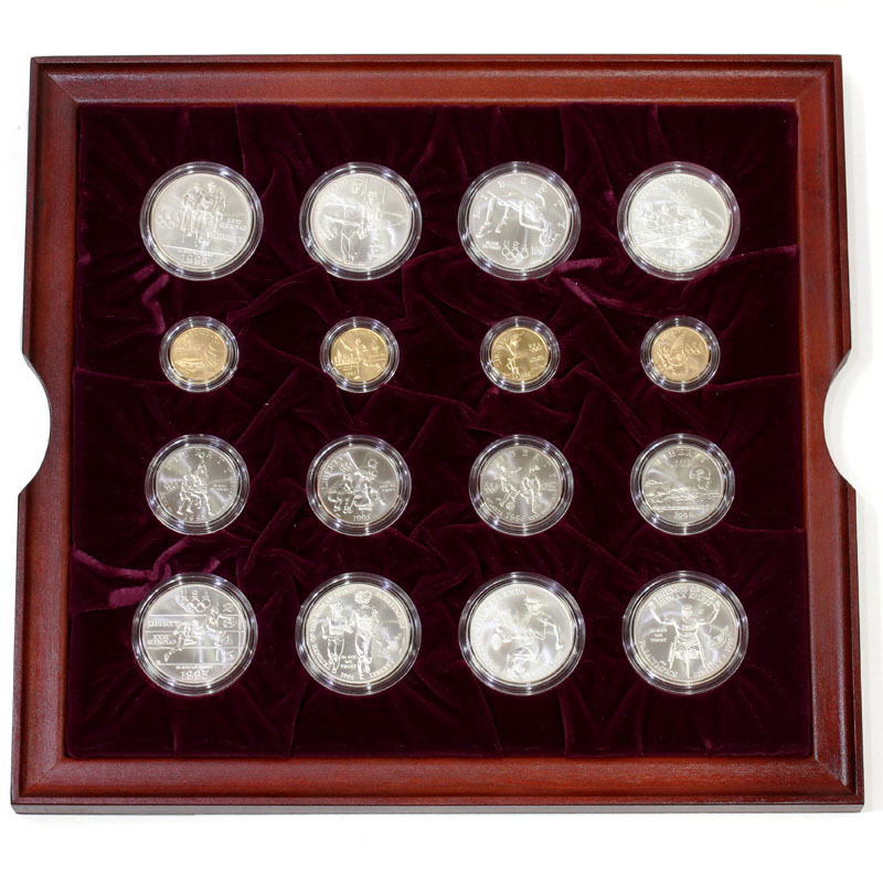 アメリカ 1996年 アトランタ五輪記念プルーフ金銀 32種フルーセット 木