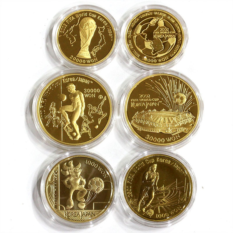 日韓2002ワールドカップ記念 金銀銅フルーセット(全種14枚セット
