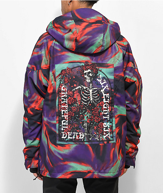 686 x Grateful Dead Renewal Purple Tie-Dye Anorak Snowboard Jacket
