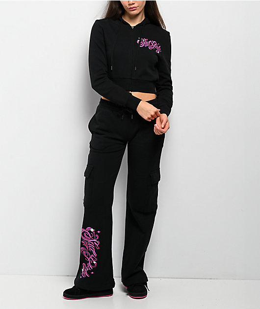 AD BOYZ By Junior H SAD GIRLZ Don't Cry Black Crop Zip Hoodie | Zumiez