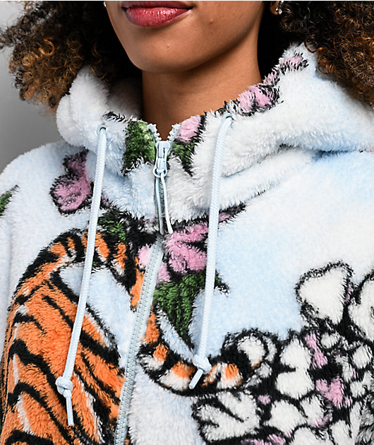 Ninth Hall Aven Tiger Cherry White & Blue Sherpa Zip Hoodie | Zumiez