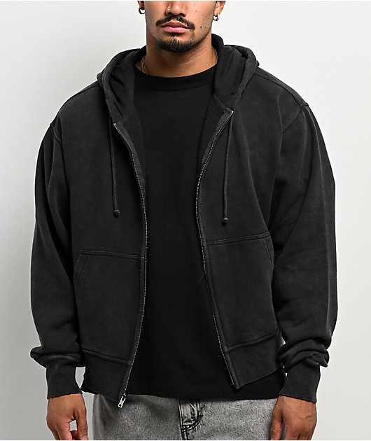 ITA Fractal Black Wash Crop Zip Hoodie | Zumiez