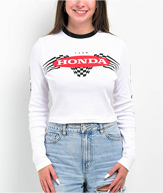 JT Racing x Honda Nitro Speed White Long Sleeve Crop T-Shirt | Zumiez