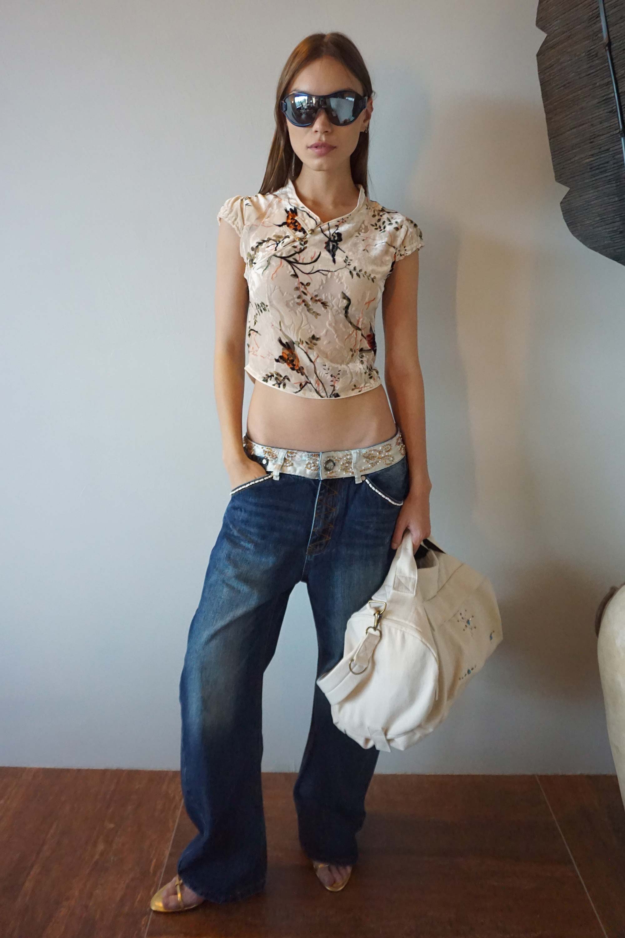 Beaded Waist Denim Pants Indigo Blue – Sculptor