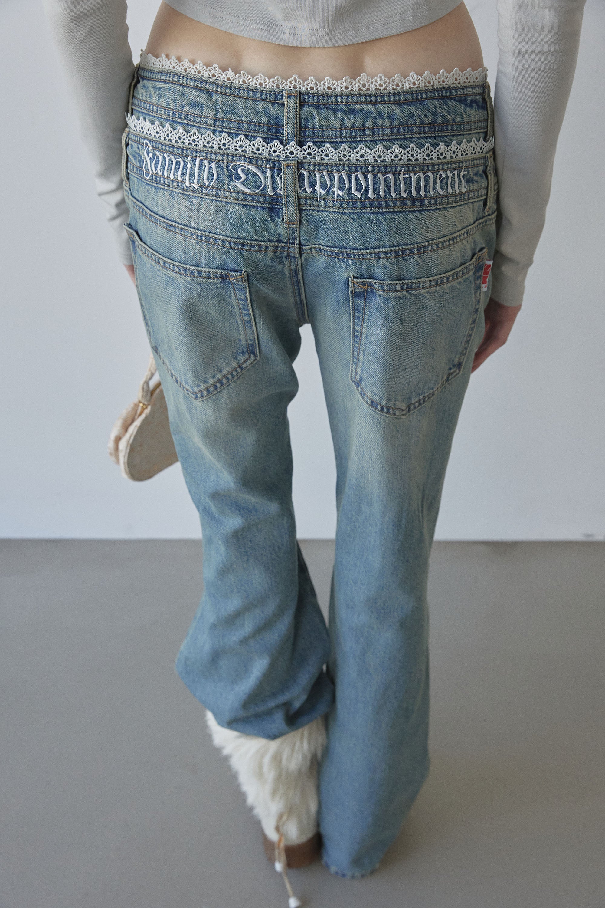 Double Waist Boots Cut Denim Mid Blue – SCULPTOR JAPAN