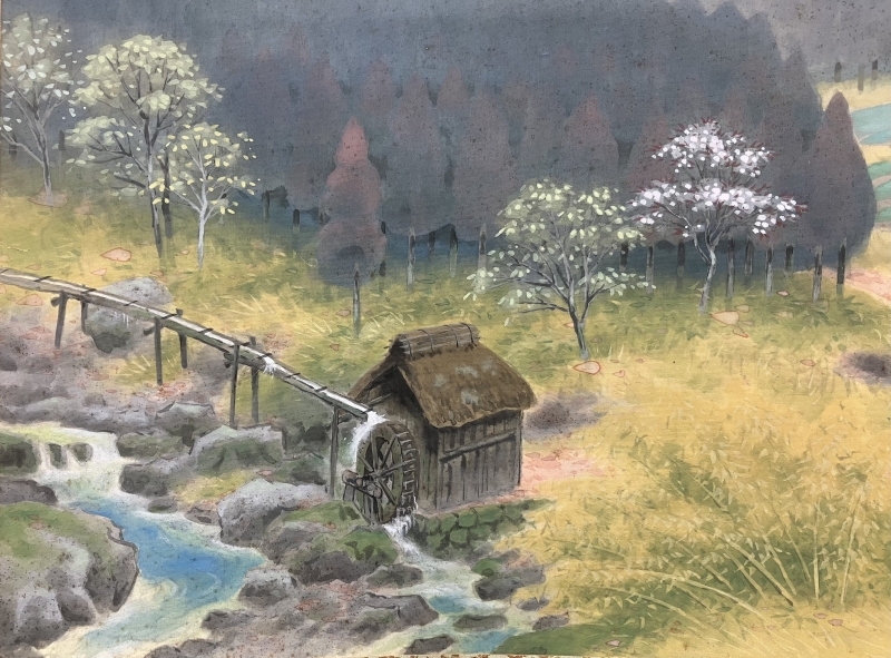 山下巌「春閑」日展特選作品 絹本 掛軸 共箱|サムライオークション