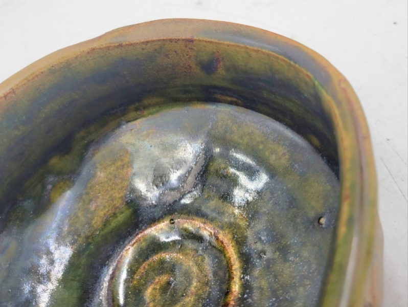 織部焼 沓形茶碗 作家銘有 合わせ箱|サムライオークション