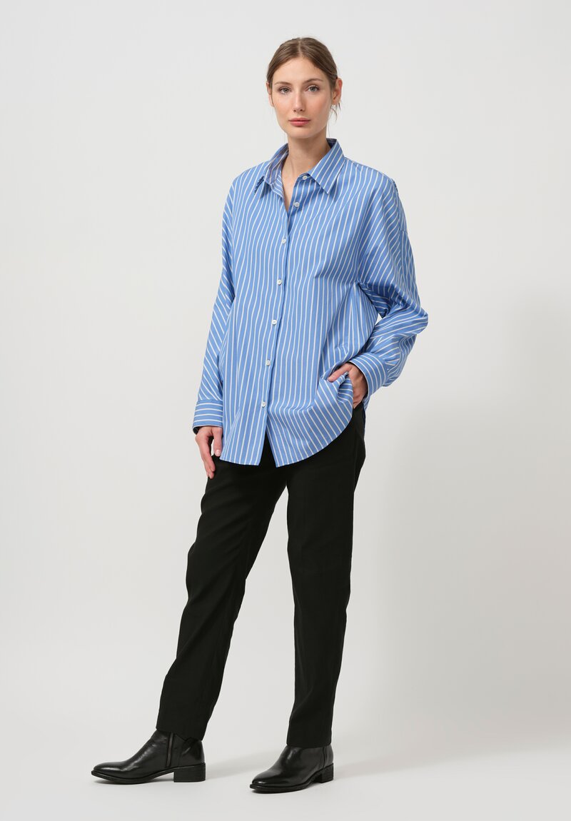 Dries Van Noten Cotton Striped Casio Shirt in Blue | Santa Fe Dry