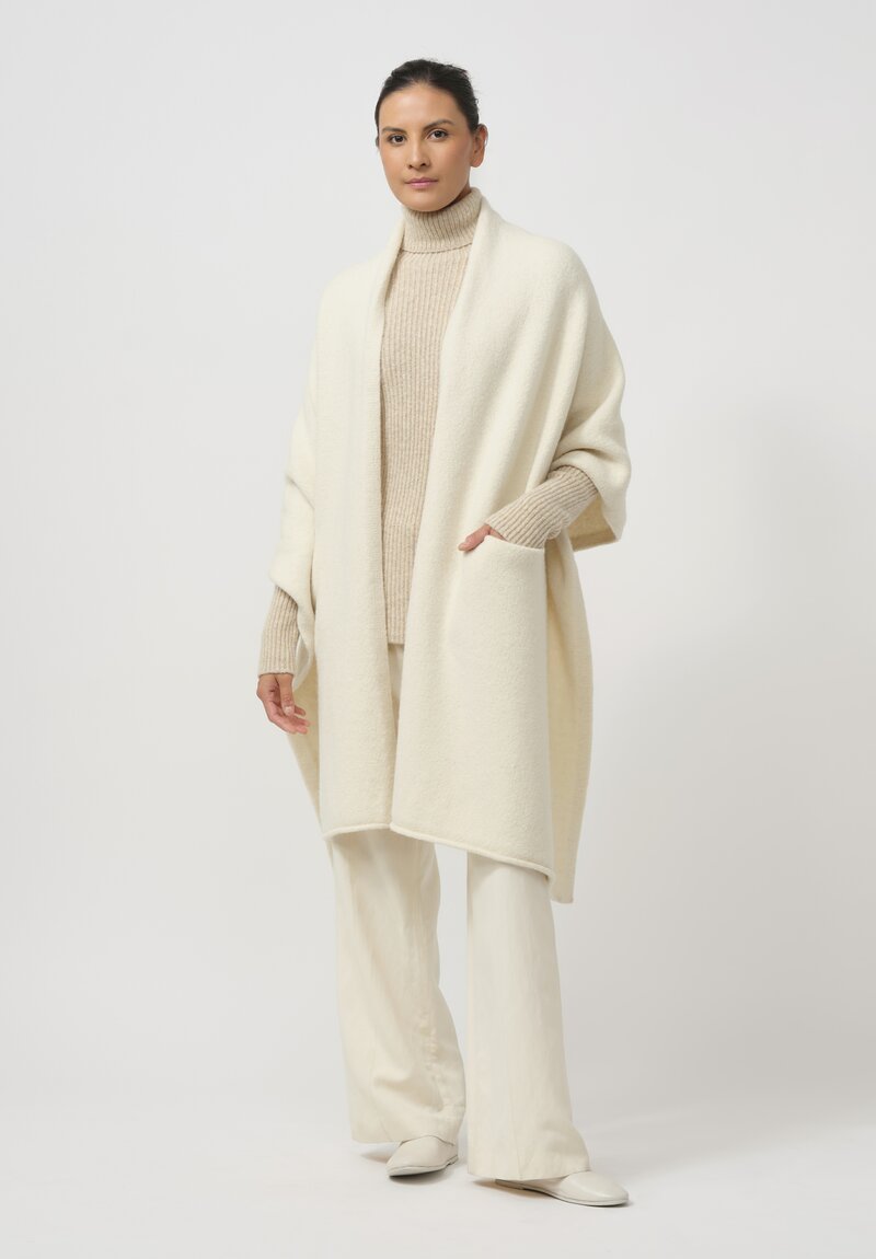 Lauren Manoogian Baby Alpaca & Wool U Cape in Raw White | Santa Fe