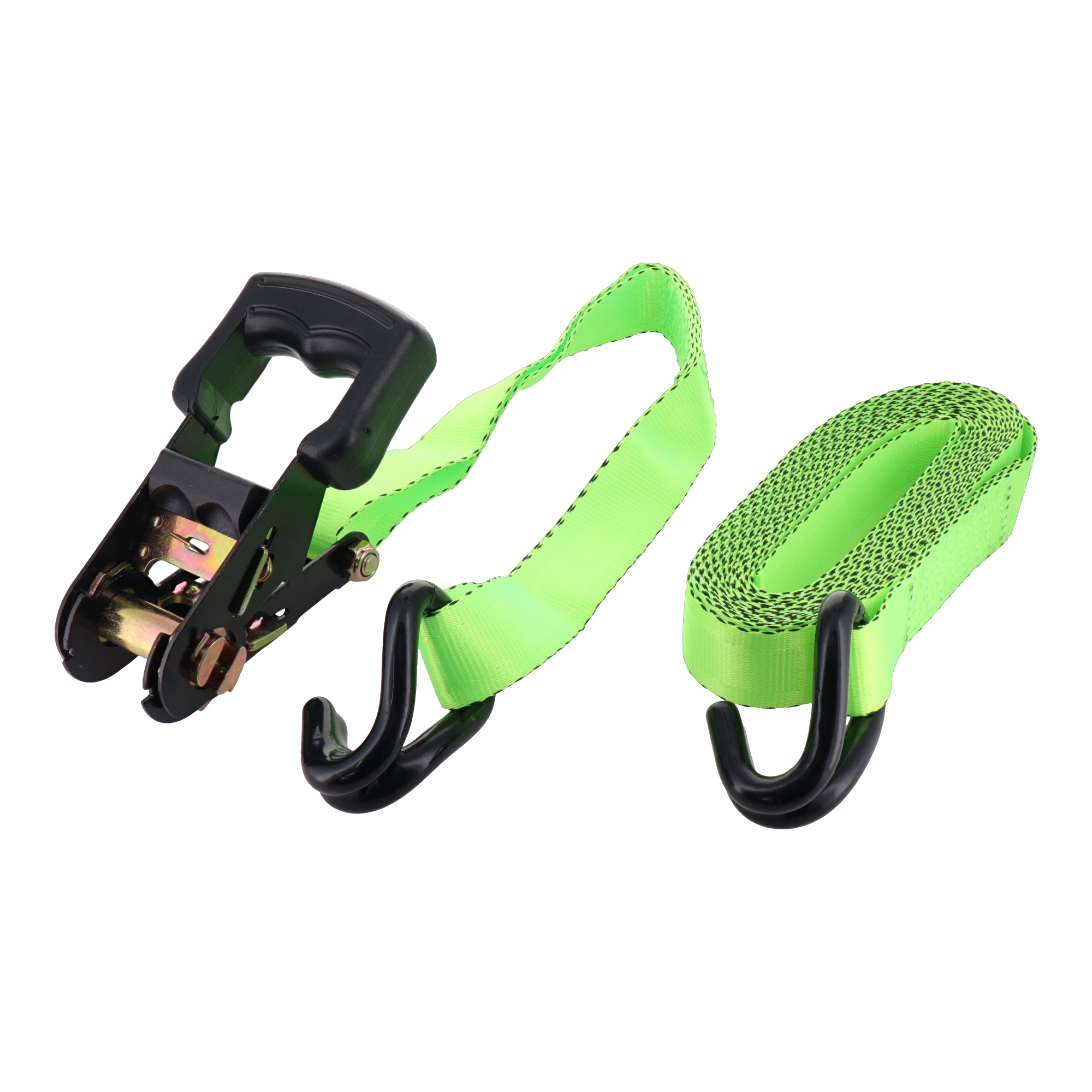 TB-325W 荷役 荷締機 2pcs.ラチェット式荷締めベルト Jフック付 5m