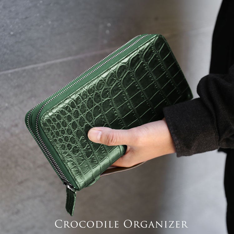 クロコダイル オーガナイザー クラッチバッグ メンズ 長財布 4FA