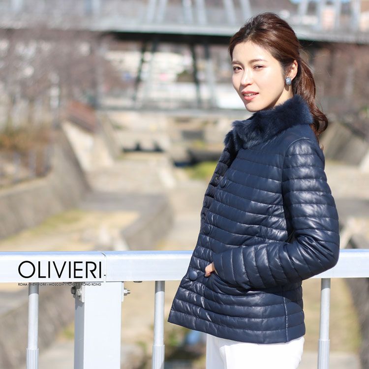OLIVIERI/オリヴィエリ ダウン レザー ジャケット ラム革 トスカーナ