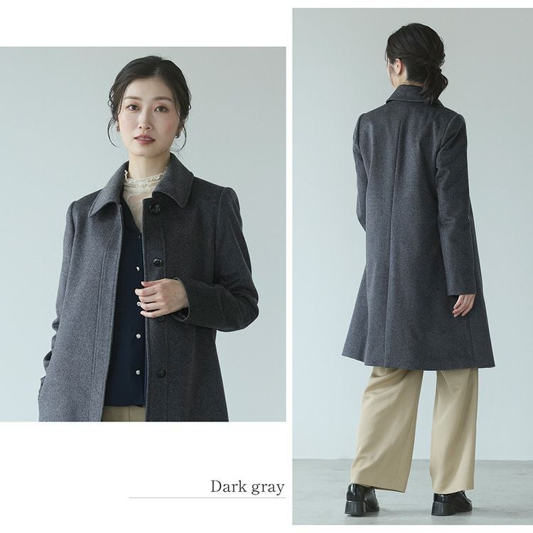 ステンカラーコート レディース カシミヤ 100% Aライン コート