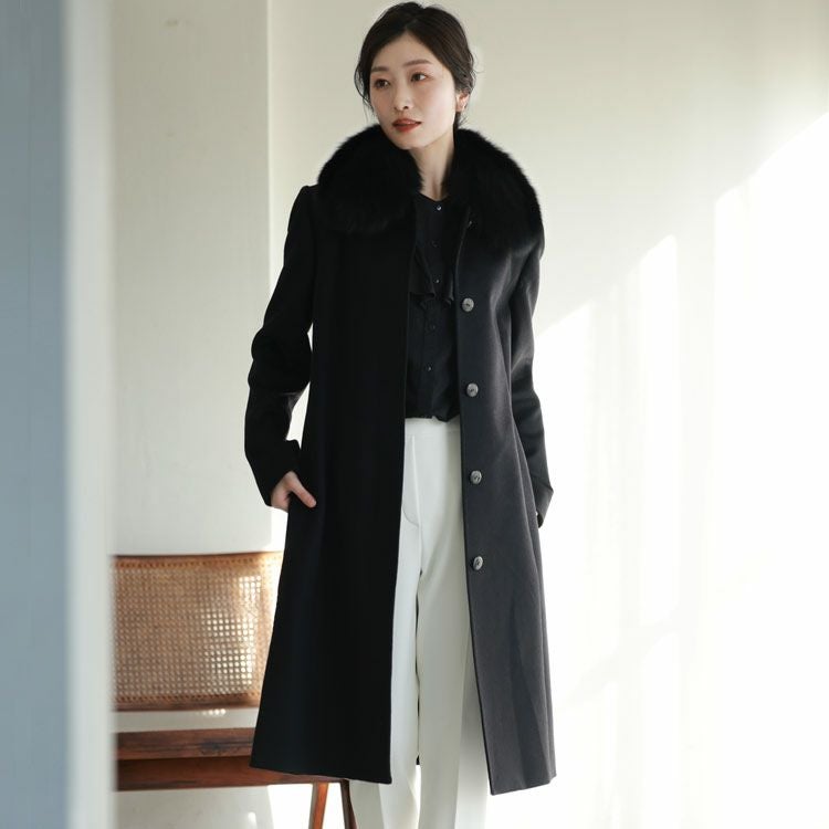 Filomo カシミヤ コート レディース カシミヤ100% ロング フォックス