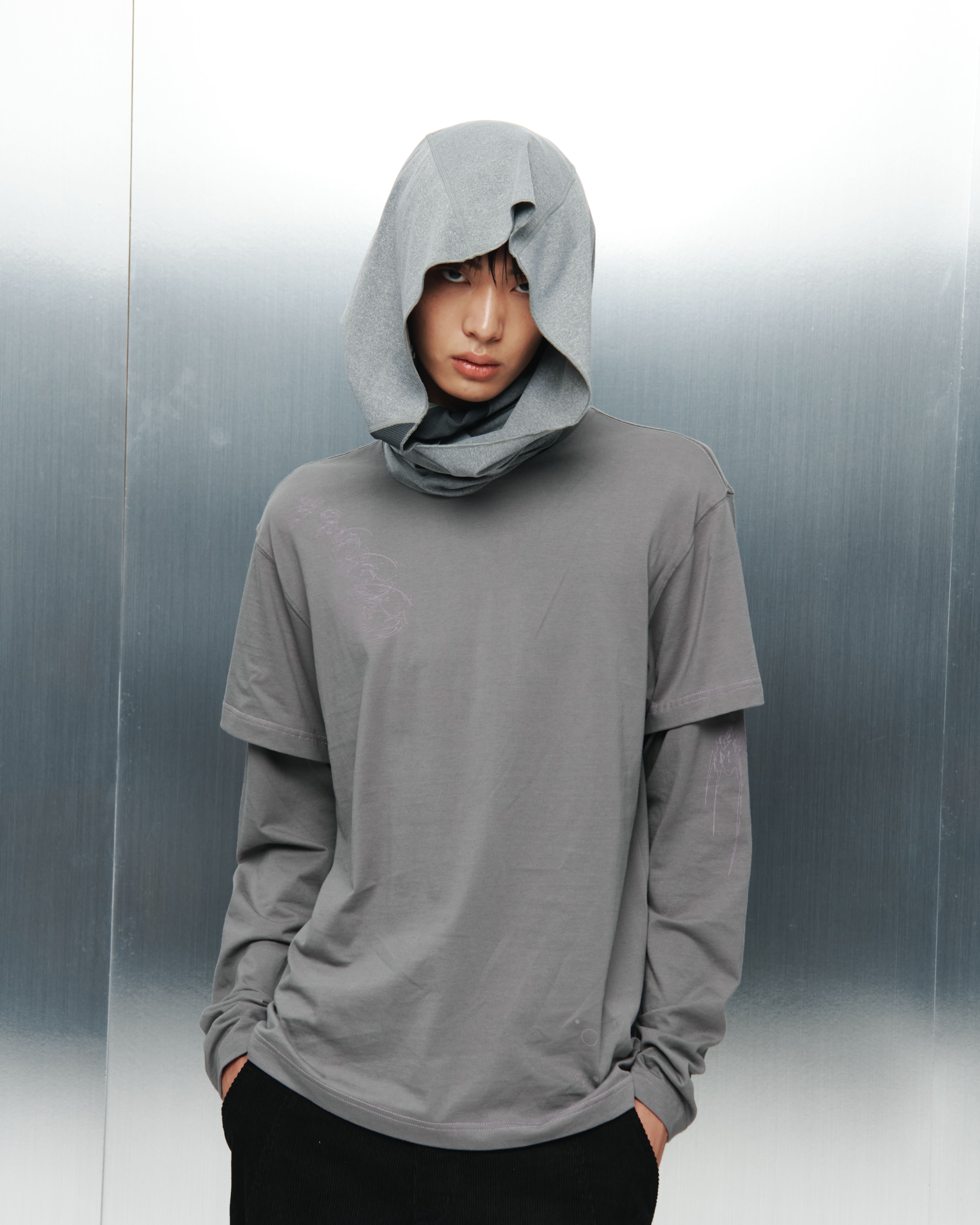 HOODIE SCARF [MELANGE GREY] | SAN SAN GEAR