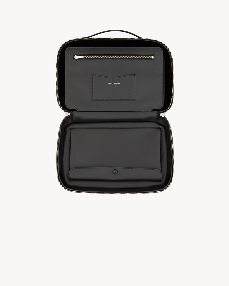 SAINT LAURENT PARIS vanity case in leather in Black | Saint