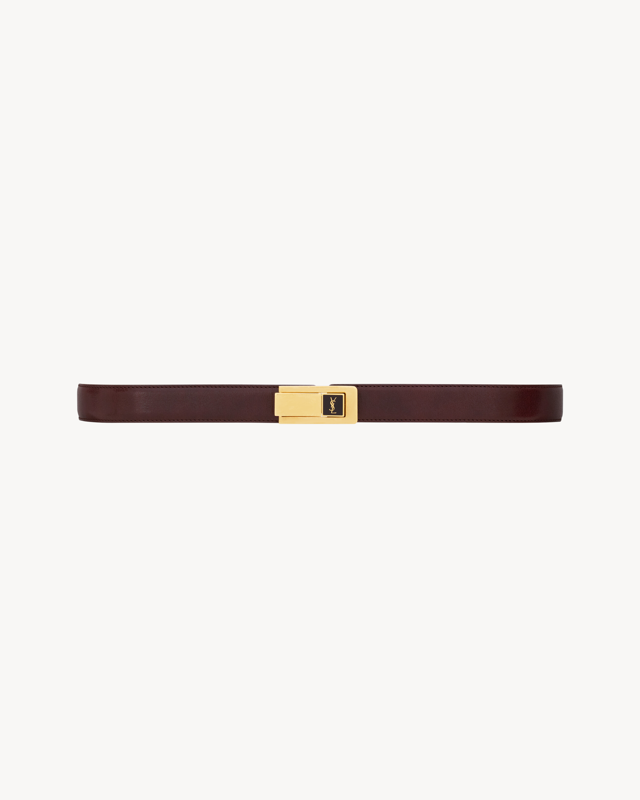 Charniere buckle belt in smooth leather in Bordeaux | Saint