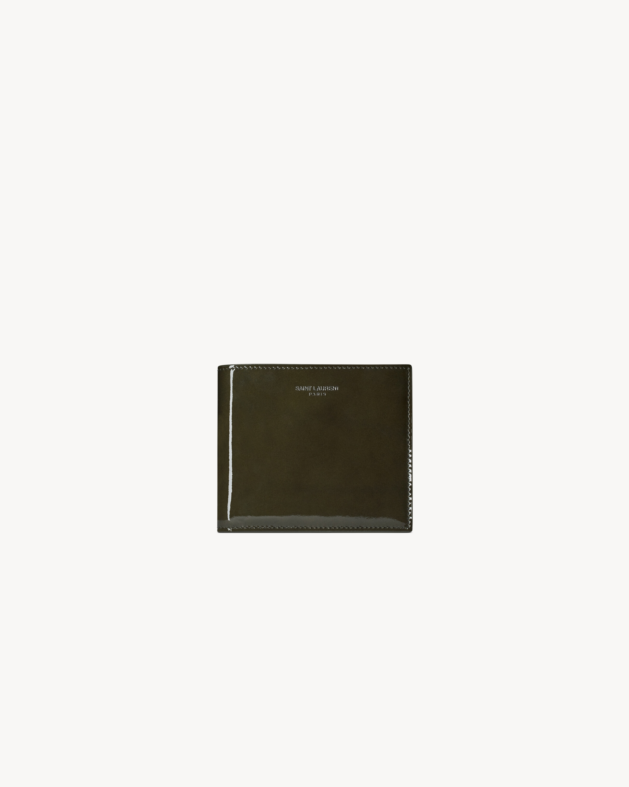 SAINT LAURENT PARIS East/West wallet in patent leather in Green