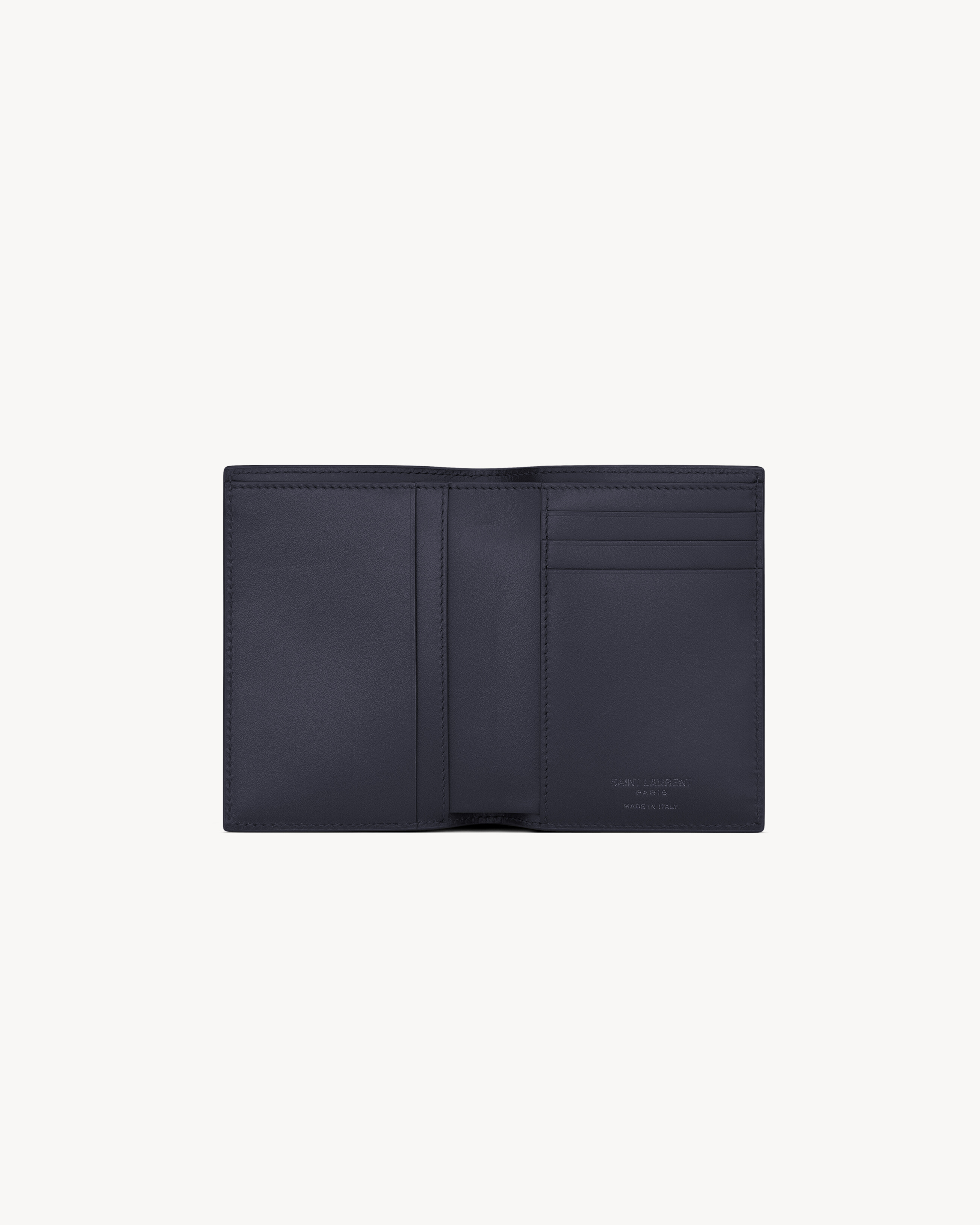 SAINT LAURENT PARIS credit card wallet in smooth leather in Blue