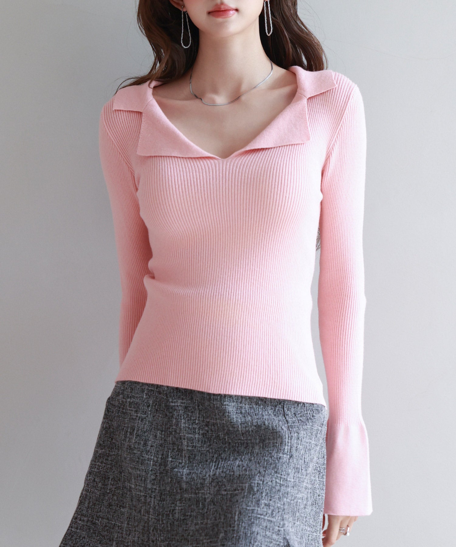 リブ編みポロネックニットプルオーバーsdp8059 ピンク – [公式]SAISON