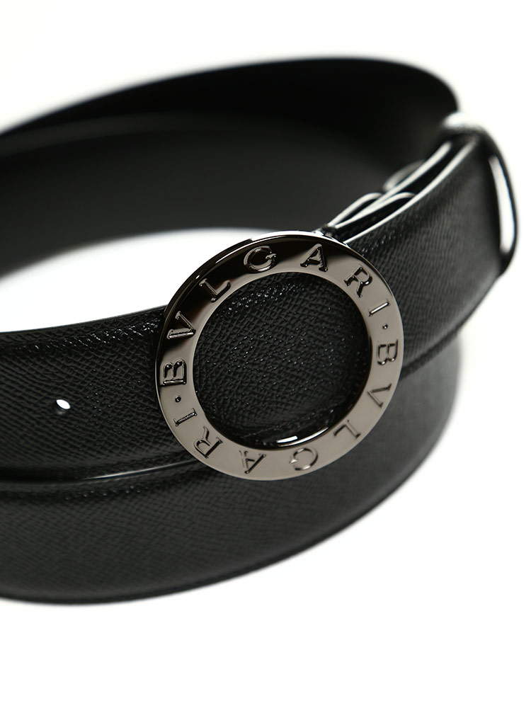 BVLGARI (ブルガリ) レザー ラウンドバックル ベルト BLG38955