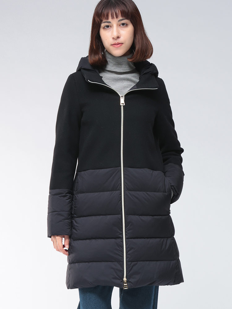 HERNO (ヘルノ) ウール 切り替え フルジップ ダウンコート