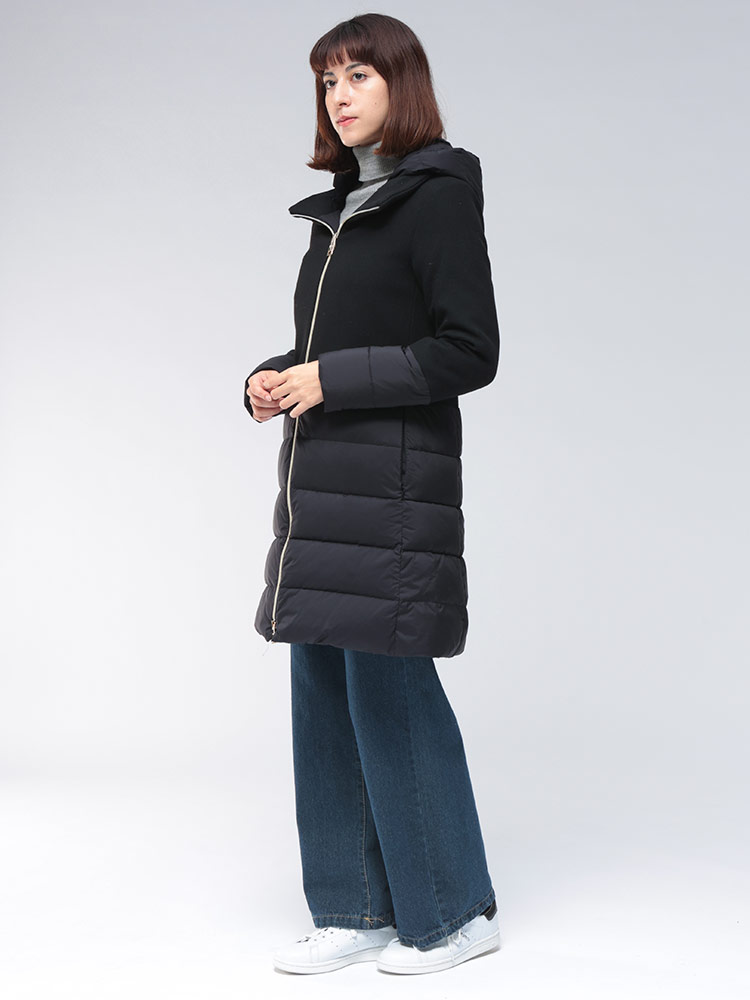 HERNO (ヘルノ) ウール 切り替え フルジップ ダウンコート