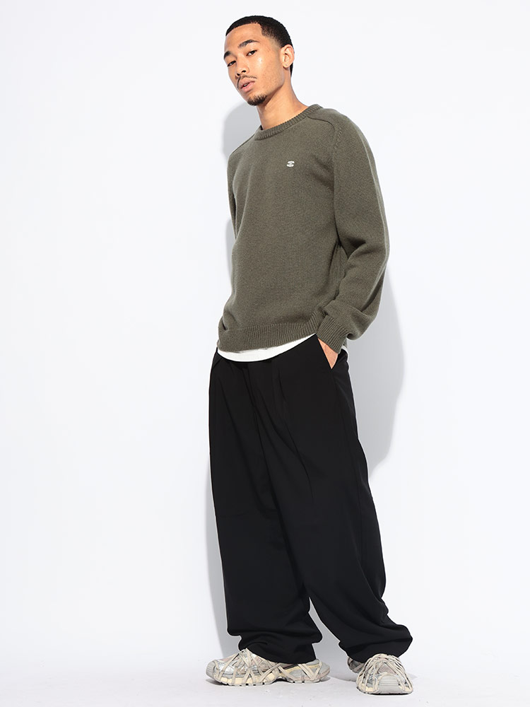 CELINE (セリーヌ) カシミヤ混 ワンポイント クルーネック ニット