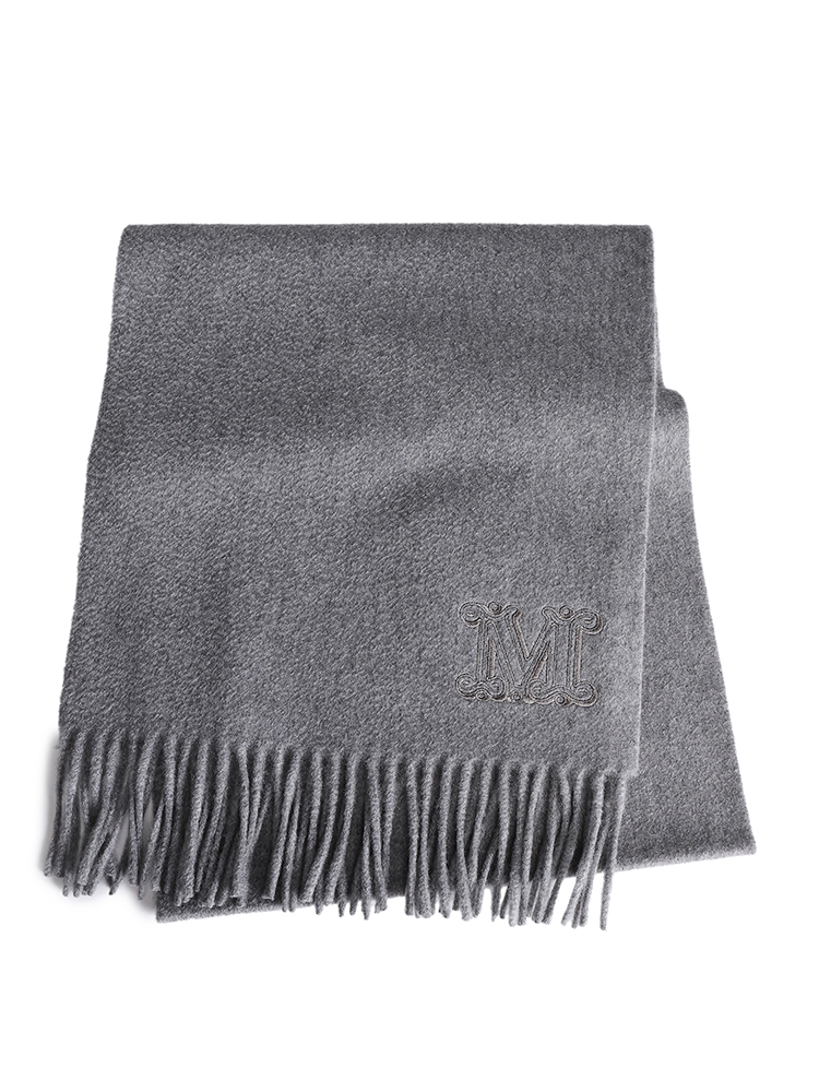 MAX MARA (マックスマーラ) ピュアカシミヤ Mロゴ刺繍 フリンジ