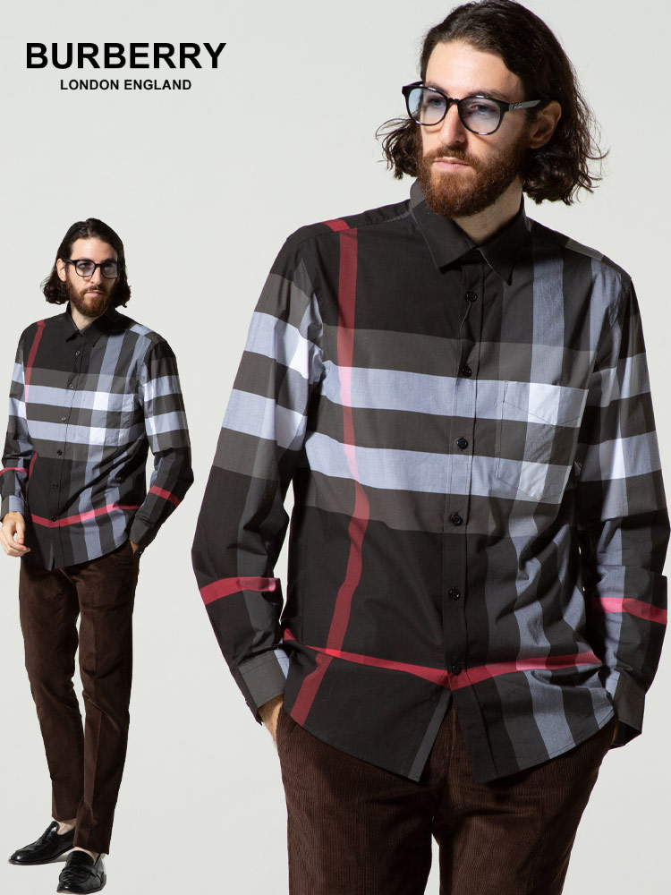 BURBERRY (バーバリー) チェック柄 ストレッチコットンポプリン 長袖