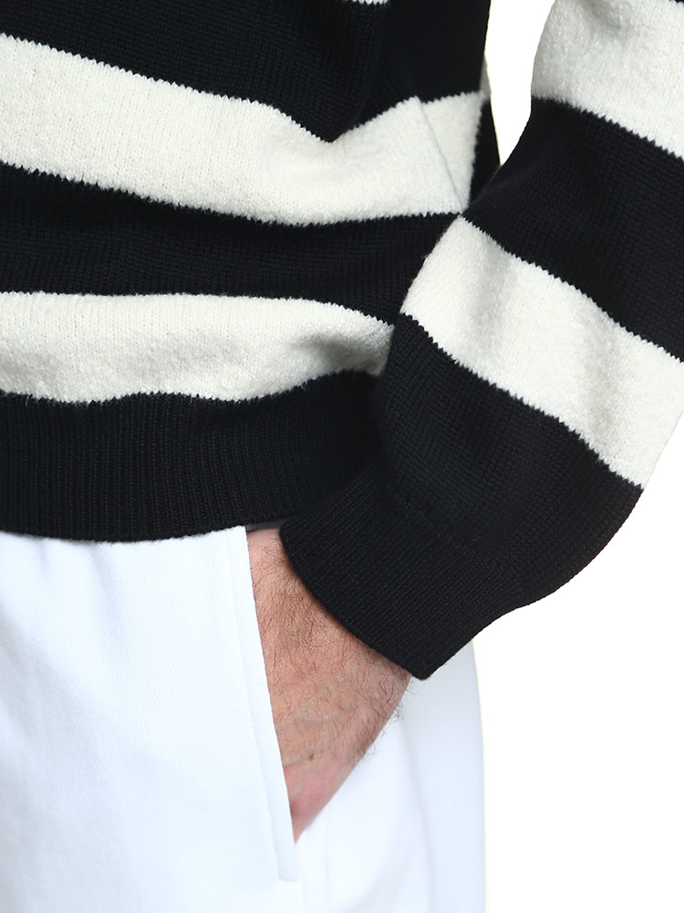 MONCLER (モンクレール) ロゴワッペン ボーダー ニットカーディガン