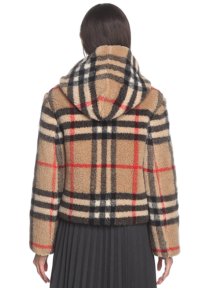 BURBERRY (バーバリー) チェック フリース フーデッドジャケット