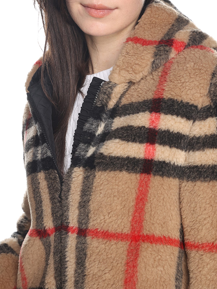 BURBERRY (バーバリー) チェック フリース フーデッドジャケット