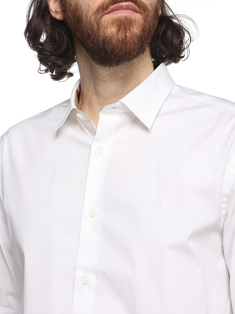 BURBERRY (バーバリー) 襟裏チェック 胸ロゴ刺繍 レギュラーカラー